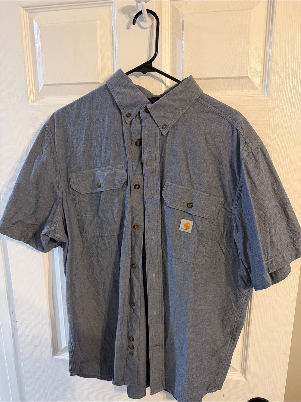Carhartt Men's Short-Sleeve Button-Down Shirt — Chambray Blue